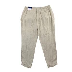 Old Navy Linen Crop Flax Women Pants Large Pockets Elastic Waist 26" In Q9